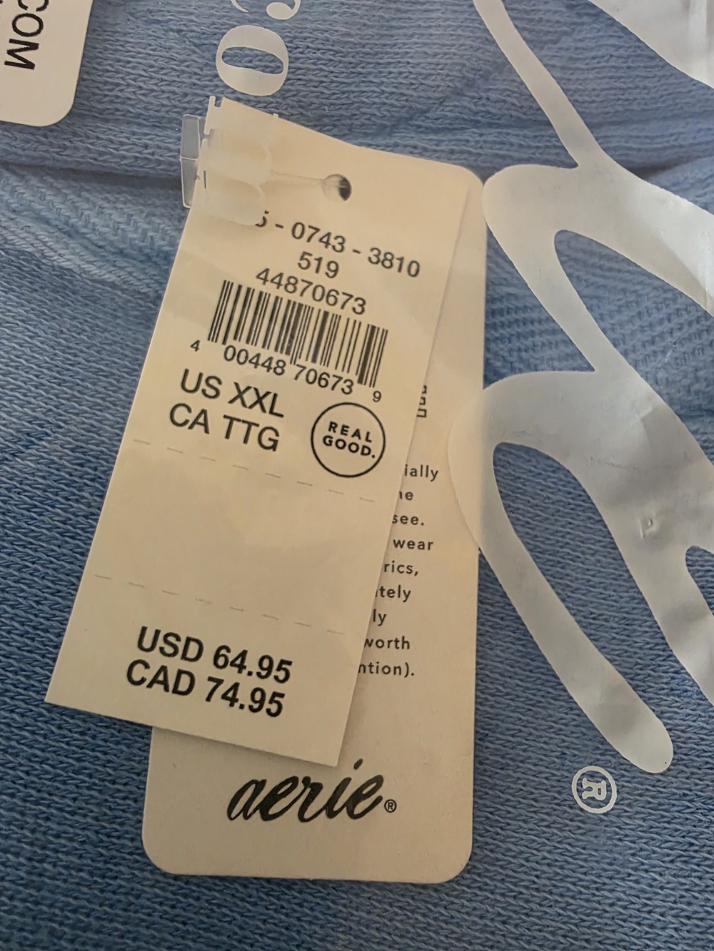 Aerie Oh Snap! Blue Vinyl Sweatshirt - Size XXL - Picture 3 of 5